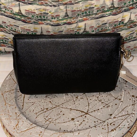 Hanna Grace Black Gold Hardware Studded Chain Strap Small Crossbody Purse - Picture 2 of 6